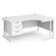 Maestro Cantilever Leg Corner Desk with Three Drawer Pedestal